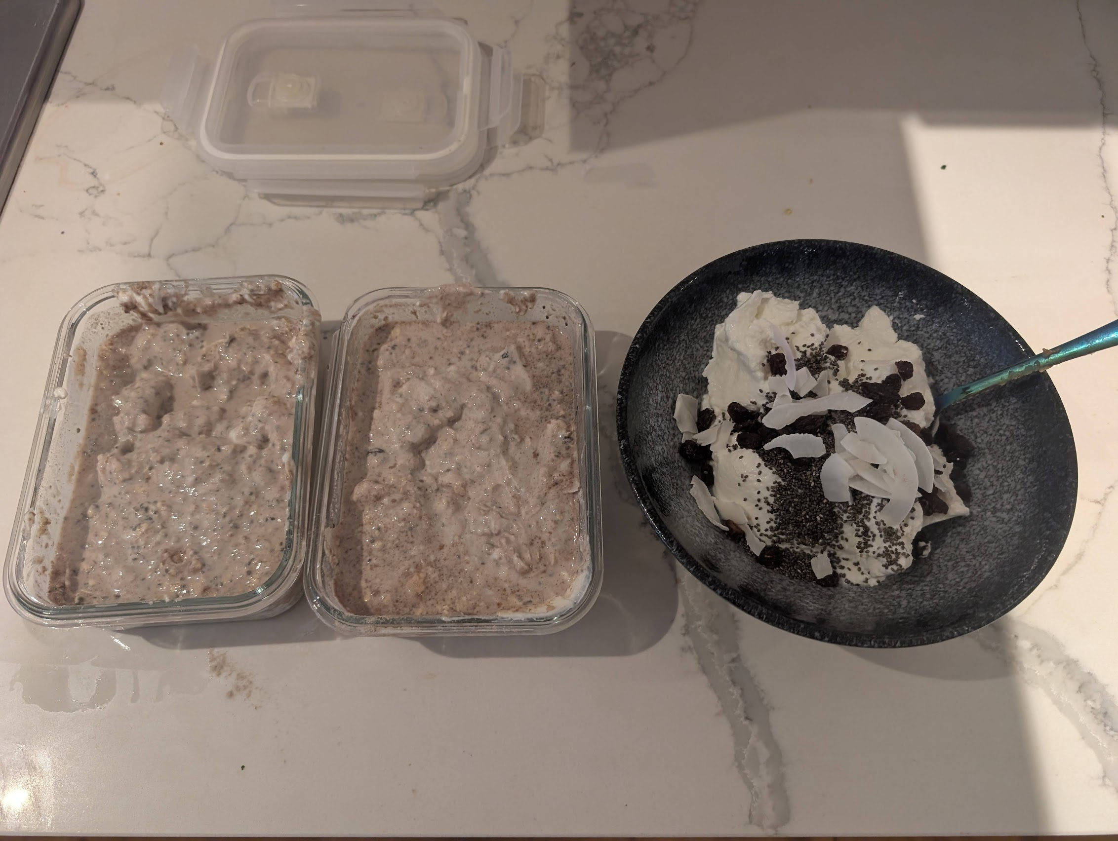 Two batches of overnight oats